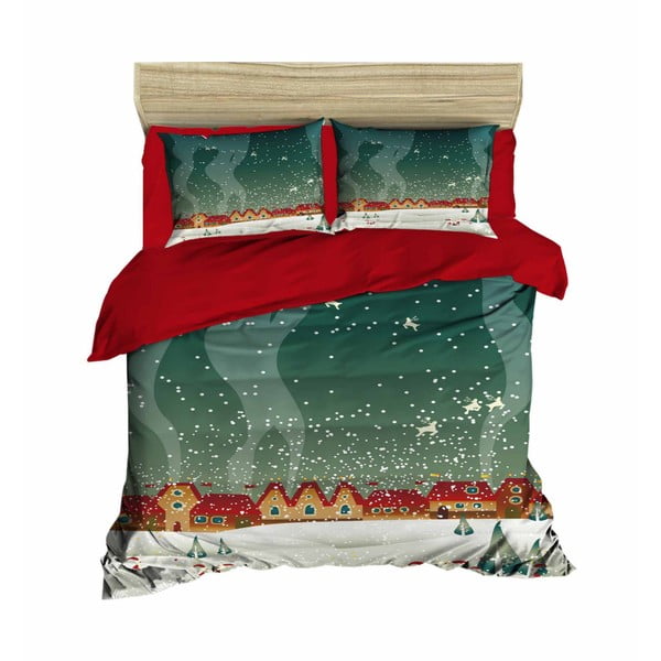 Ziemassvētku gultasveļa divguļamai gultai ar palagu Patric, 200 x 220 cm