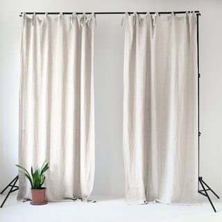 Balts lina aizkars ar cilpām Linen Tales Night Time, 250 x 140 cm