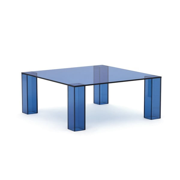 Zils stikla žurnālgaldiņš 85x85 cm Adularia – Kave Home
