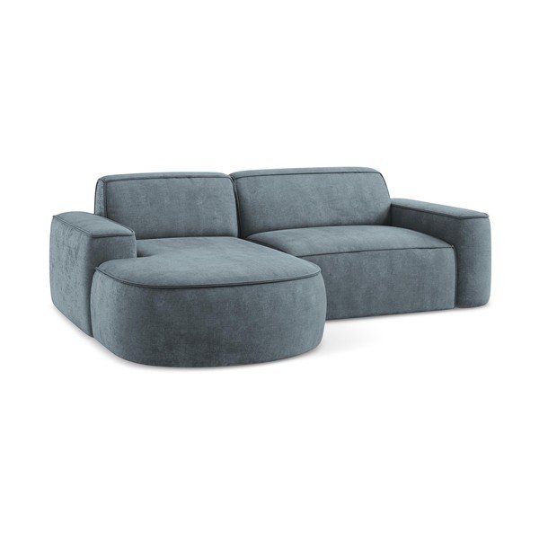 Dūmakaini zils stūra dīvāns no šenila auduma (ar kreiso stūri/ar zvilni) Omao – Makamii-image-4