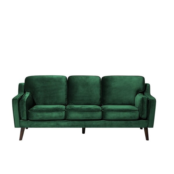 Smaragdzaļš trīsvietīgs dīvāns ar samtainu izskatu Monobeli Steven