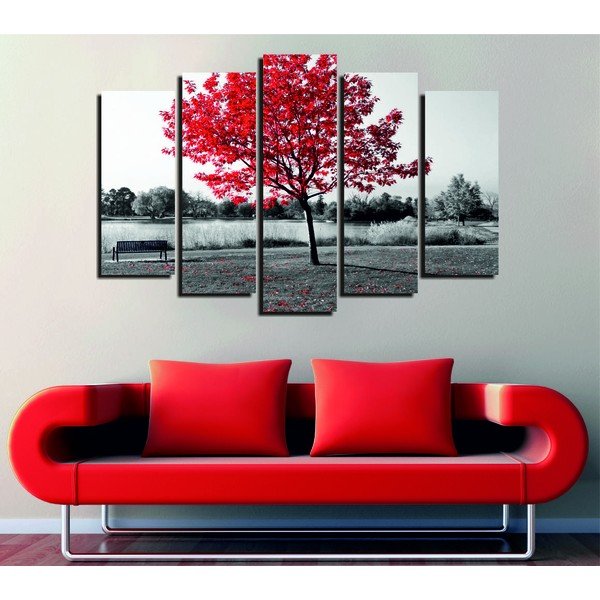 5-daļīga glezna uz audekla Red Tree-image-1