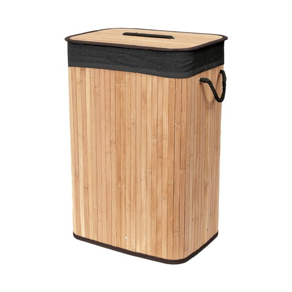 Melns/dabīga toņa bambusa veļas grozs 78 l Bamboo – Compactor