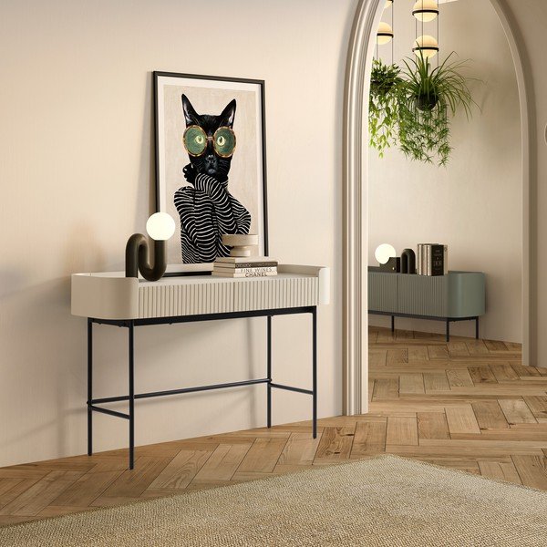 Krēmkrāsas konsoles galds 40x120 cm Willa – MOME-image-1