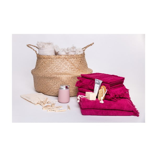 6 sarkanu dvieļu komplekts un 2 dvieļi no 100% kokvilnas Bonami Selection-image-3