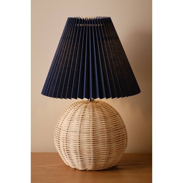 Zila/dabīga toņa rotangpalmas galda lampa (augstums 36 cm) Sisal – Jotex-image-1