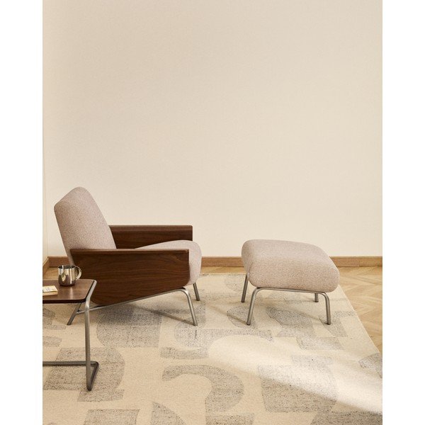 Gaiši brūns kāju soliņš no šenila auduma Amsen – Kave Home-image-1