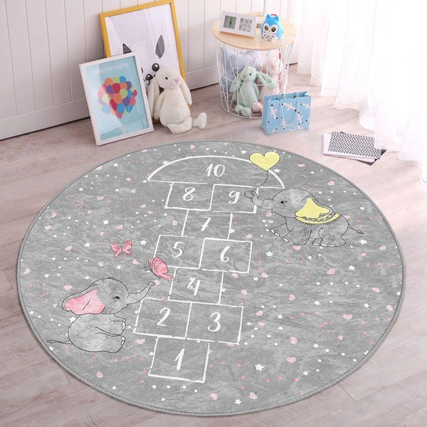 Pelēks bērnu paklājs ø 80 cm Comfort – Mila Home-image-2