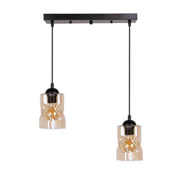 Melna piekaramā lampa ar stikla abažūru 10x44 cm Felis – Candellux Lighting-image-3