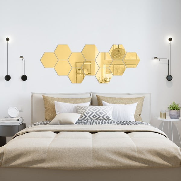 Sienas uzlīmes (12 gab.) 17x20 cm Hexagons Gold – Ambiance-image-1