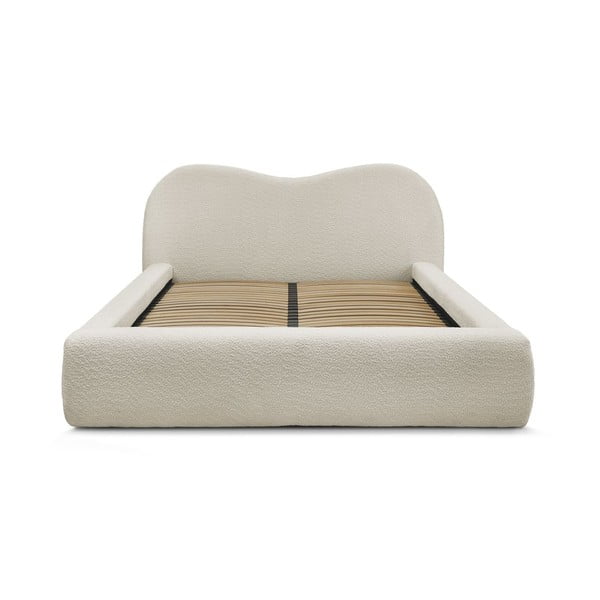 Bēša polsterēta divvietīga gulta ar veļas kasti ar redelēm 180x200 cm Orlane – Bobochic Paris-image-4