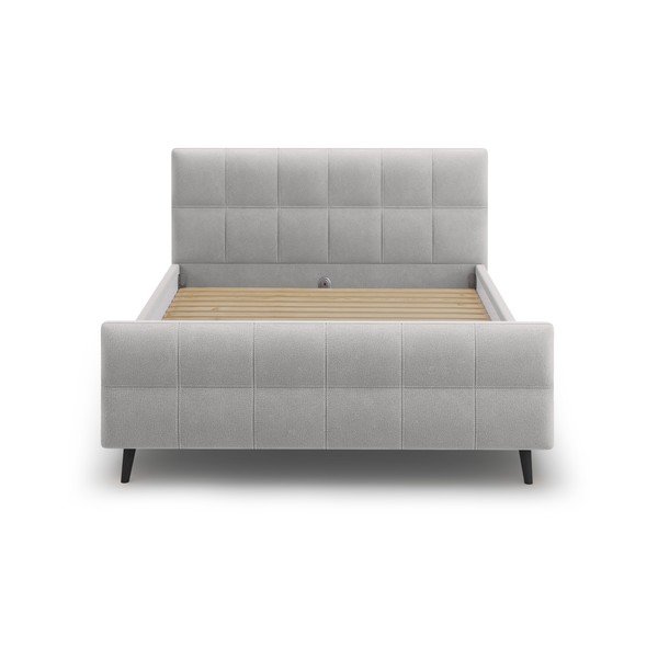 Gaiši pelēka mīksta divguļamā gulta ar režģi 180x200 cm Gigi – Micadoni Home-image-1