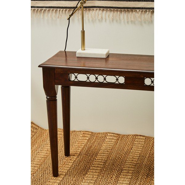 Tumša dabīga toņa rožkoka masīvskoka konsoles galds 45x120 cm Srina – Premier Housewares-image-3
