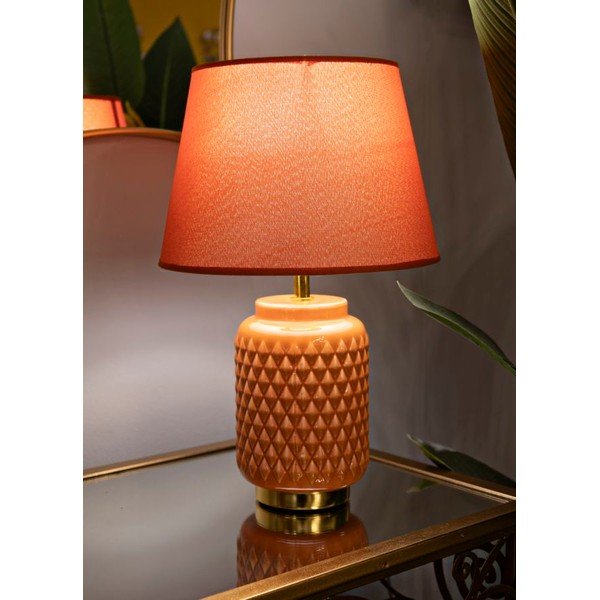 Oranža keramikas galda lampa ar auduma abažūru (augstums 44 cm) – Mauro Ferretti-image-1