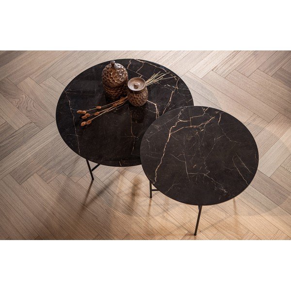 Melns kafijas galdiņš ar porcelāna virsmu WOOOD Vida, ⌀ 80 cm-image-2