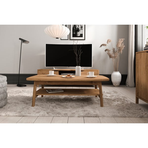 Dabīga toņa ozola masīvkoka žurnālgaldiņš 70x110 cm Twig – The Beds-image-1