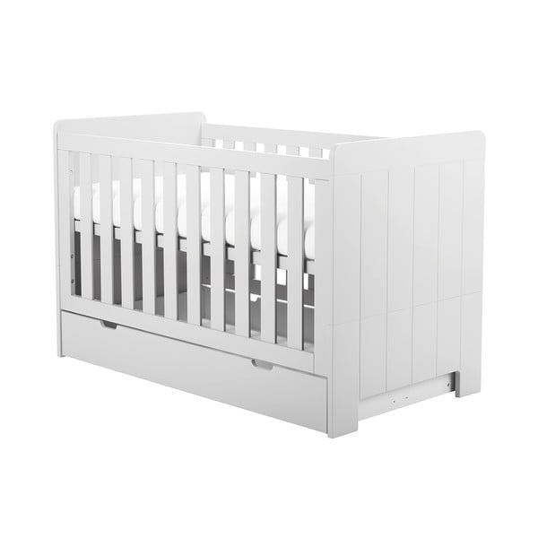 Balta regulējama bērnu gultiņa Pinio Calmo, 140 x 70 cm-image-1