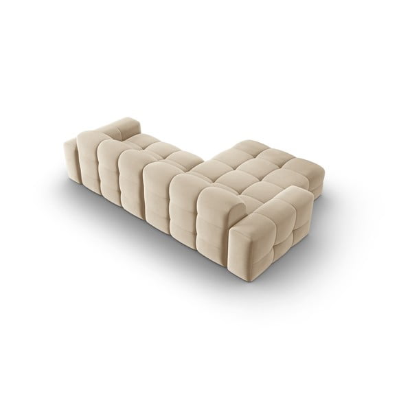 Bēšs samta stūra dīvāns (kreisais stūris) Kendal – Micadoni Home-image-4