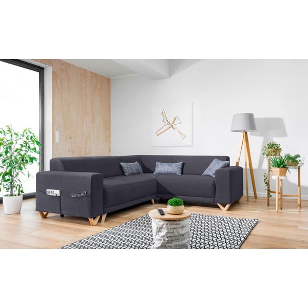 Antracīta pelēks salokāms/ar uzglabāšanas vietu stūra dīvāns (ar labo stūri/L veida) Classy Sophie – Miuform-image-3