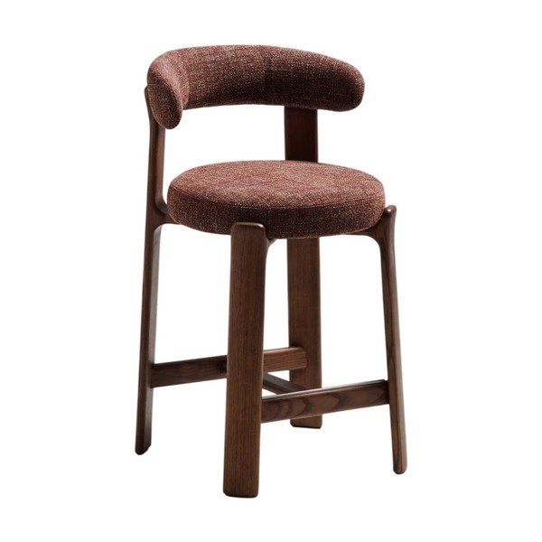 Brūns/tumša dabīga toņa oša masīvkoka bāra krēsls (sēdekļa augstums 65 cm) Granite – Kave Home