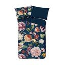 Tumši zila vienguļamā gultas veļa no kokvilnas satīna 140x220 cm Fiori – Descanso