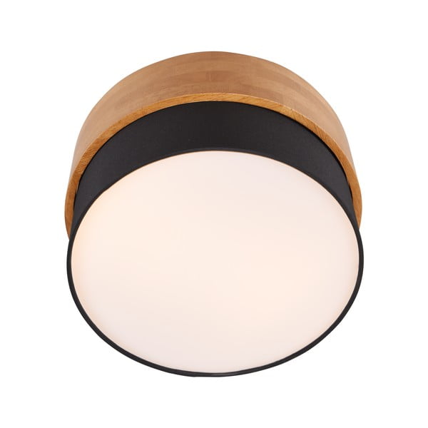 Melna/dabīga toņa griestu lampa ar auduma abažūru Seasons – Trio-image-3