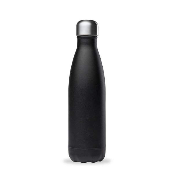 Melna nerūsējošā tērauda ceļojumu pudele 500 ml Matt – Qwetch-image-2