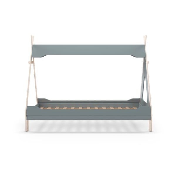 Zaļganzila priedes masīvkoka bērnu gulta mājas formā 90x190 cm Nora – Marckeric-image-3