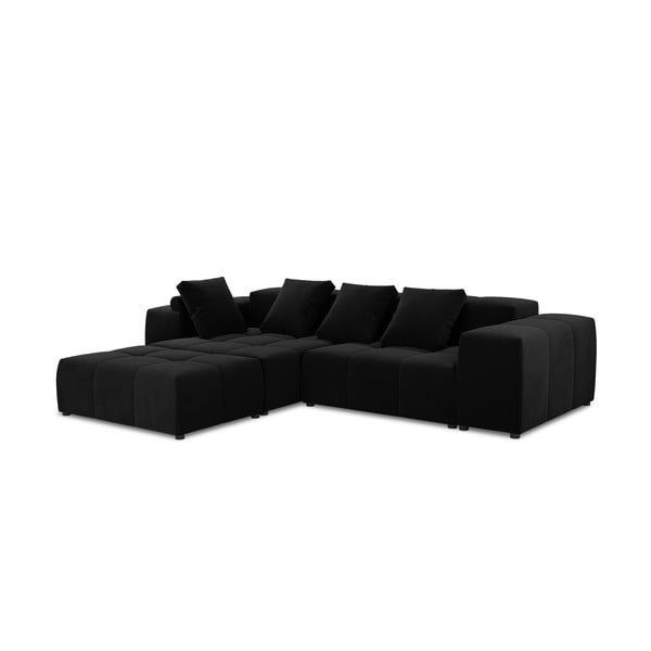 Melns samta stūra dīvāns (maināms stūris) Rome Velvet – Cosmopolitan Design -image-2