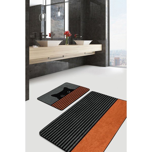 Melni/oranži vannas istabas paklājiņi (2 gab.) 60x100 cm – Mila Home-image-2