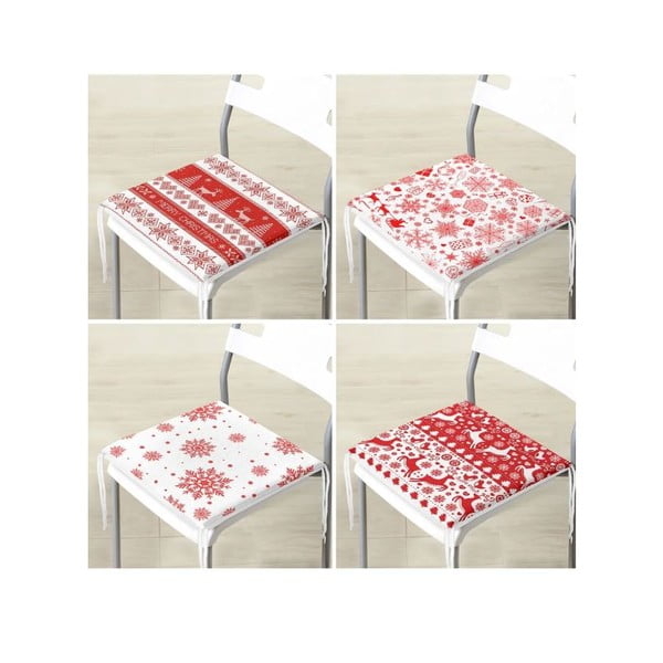 Sēdekļa spilveni ar Ziemassvētku motīvu (4 gab.) 40x40 cm Snowflakes – Mila Home-image-4