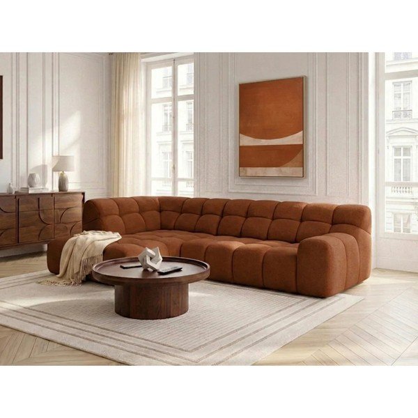 Oranžs salokāms/su elektriniu sėdynės reguliavimu stūra dīvāns (ar kreiso stūri/L veida) Andre – Bobochic Paris-image-4