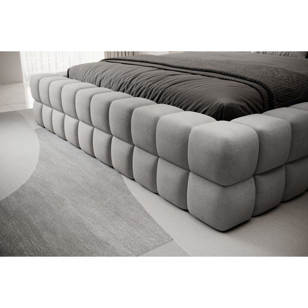 Pelēka polsterēta divvietīga gulta ar veļas kasti un ar redelēm 140x200 cm Dizzle – ELTAP-image-3