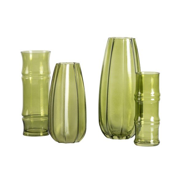 Zaļa stikla vāze WOOOD Kane, augstums 30 cm-image-3