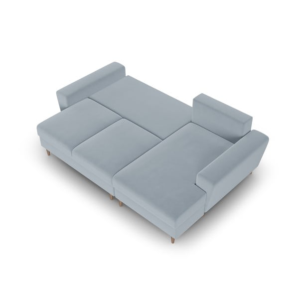 Gaiši zils samta salokāms stūra dīvāns ar uzglabāšanas vietu (ar labo stūri/ar zvilni) Kyoto – Cosmopolitan Design-image-2