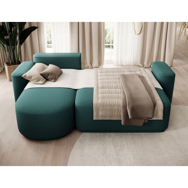 Zaļš salokāms/ar uzglabāšanas vietu stūra dīvāns no šenila auduma (ar kreiso stūri/ar zvilni) Aurumm – ELTAP-image-4