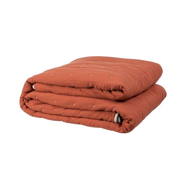 Ķieģeļu sarkans/bēšs mikrošķiedras stepēts gultas pārklājs 230x280 cm – Ixia-image-2