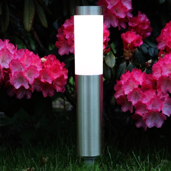 Sudraba krāsas LED dārza lampa Star Trading Cordoba, augstums 40 cm