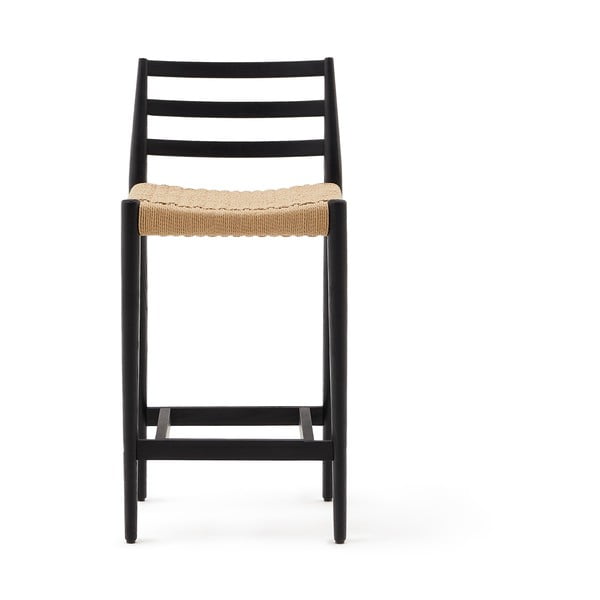Melns/dabīga toņa ozola masīvkoka bāra krēsls (sēdekļa augstums 70 cm) Analy – Kave Home-image-2