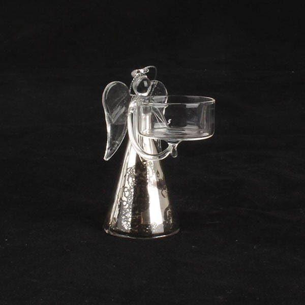 Stikla svečturis ar eņģeli Dakls, augstums 10 cm