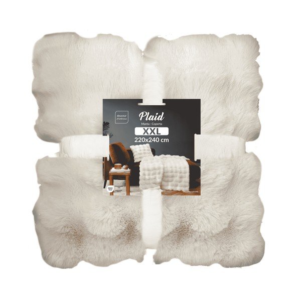 Krēmkrāsas mikroplīša pleds 220x240 cm Mounty – douceur d'intérieur-image-4