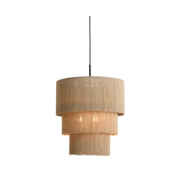 Pelēkbrūna piekaramā lampa ar auduma abažūru ø 10 cm Malaika – Light & Living-image-3