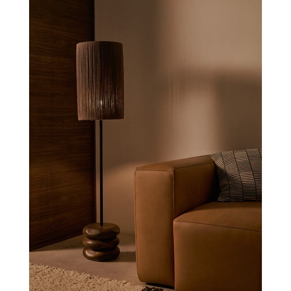 Tumša dabīga toņa akācijas masīvkoka galda lampa (augstums 147 cm) Kor – Kave Home-image-1