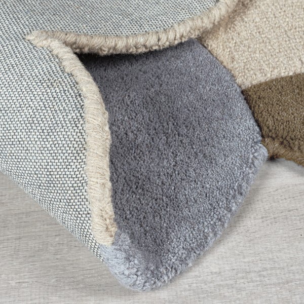 Pelēkbēšs ar rokām darināts vilnas paklājs 120x170 cm Mia Scallop Frame – Flair Rugs-image-3