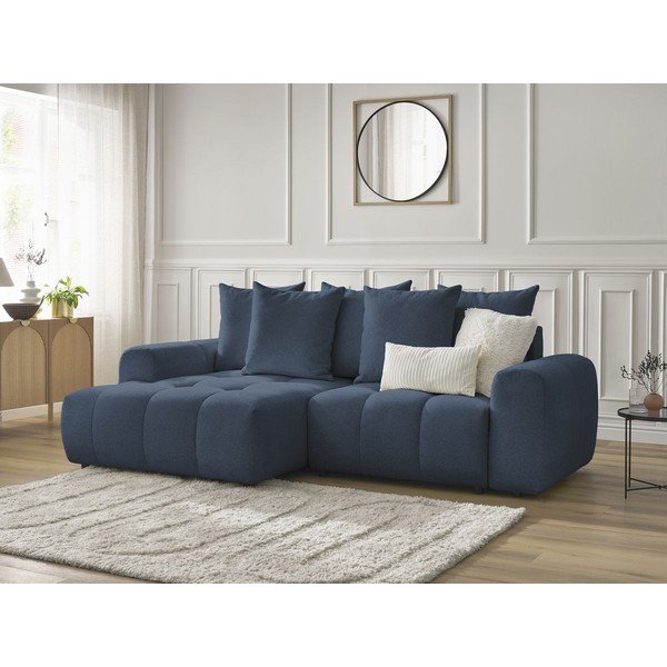 Zils salokāms stūra dīvāns no šenila auduma ar uzglabāšanas vietu  (ar kreiso stūri/ar zvilni) Roxelane – Bobochic Paris-image-3