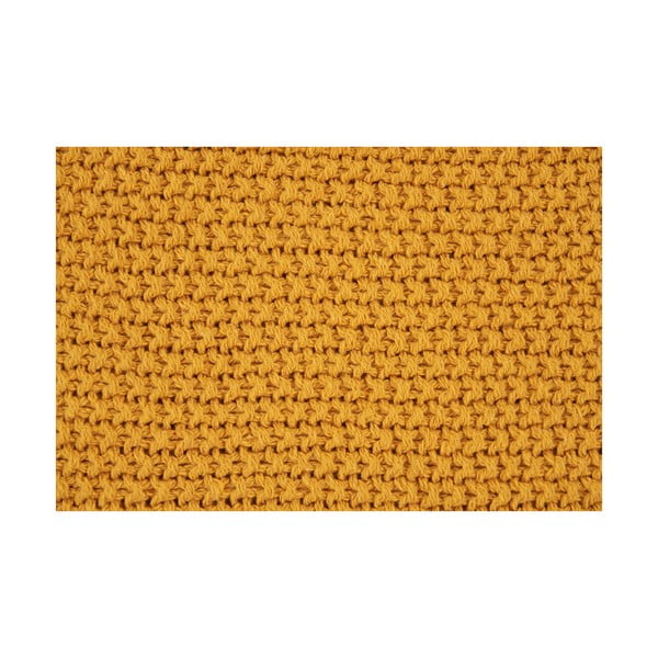 Dzeltens adīts pleds no pārstrādātas kokvilnas 130x170 cm Santos – House Nordic-image-2