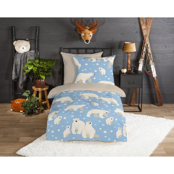 Flaneļa bērnu gultas veļa vienvietīgai gultai 140x200 cm – Good Morning-image-1