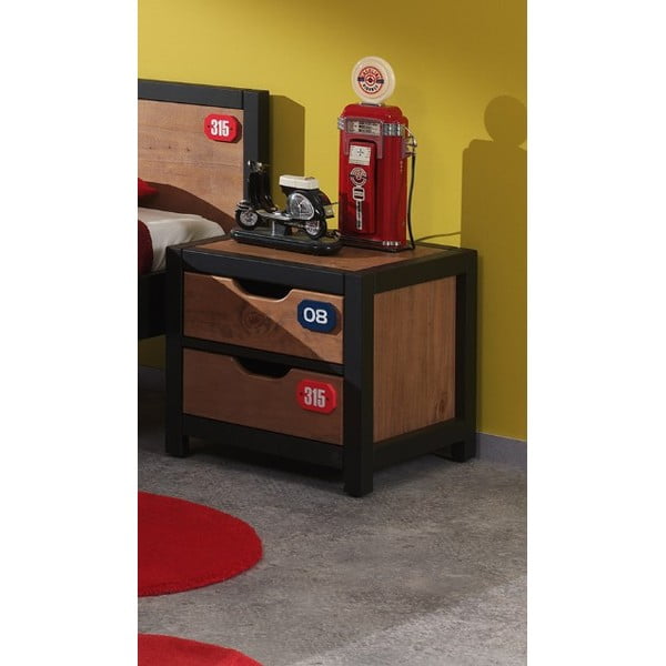 Brūns priedes koka naktsgaldiņš Vipack Alex-image-1