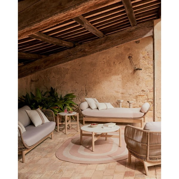 Krēmkrāsas/dabīga toņa akācijas masīvkoka dārza dīvāns Catalina – Kave Home-image-3