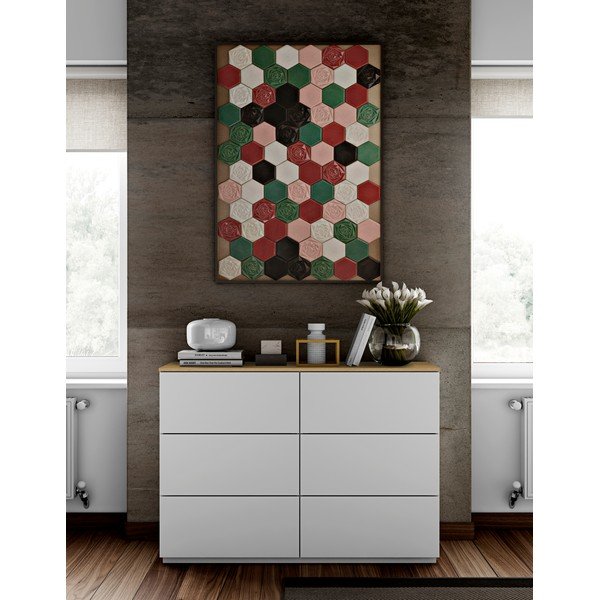 Balta kumode ar ozolkoka imitācijas virsmu, 120 x 84 cm Join – TemaHome-image-1